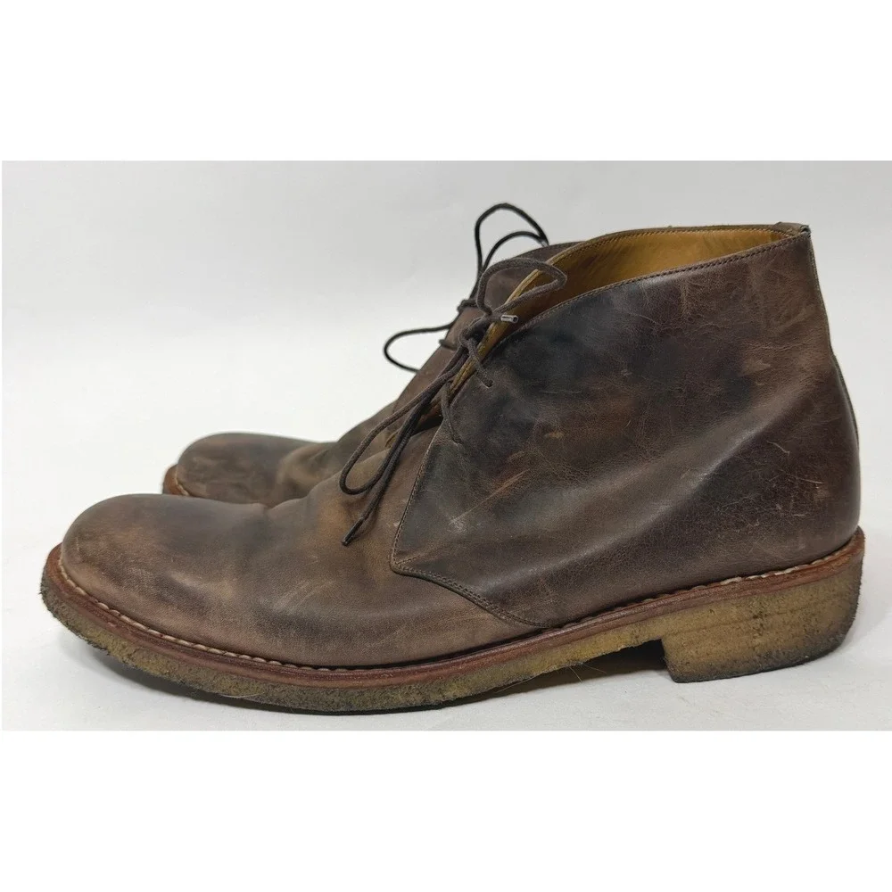 Calzoleria Harris Desert Chukka Boots Mens Size 10 Brown Leather Gum Sole Italy